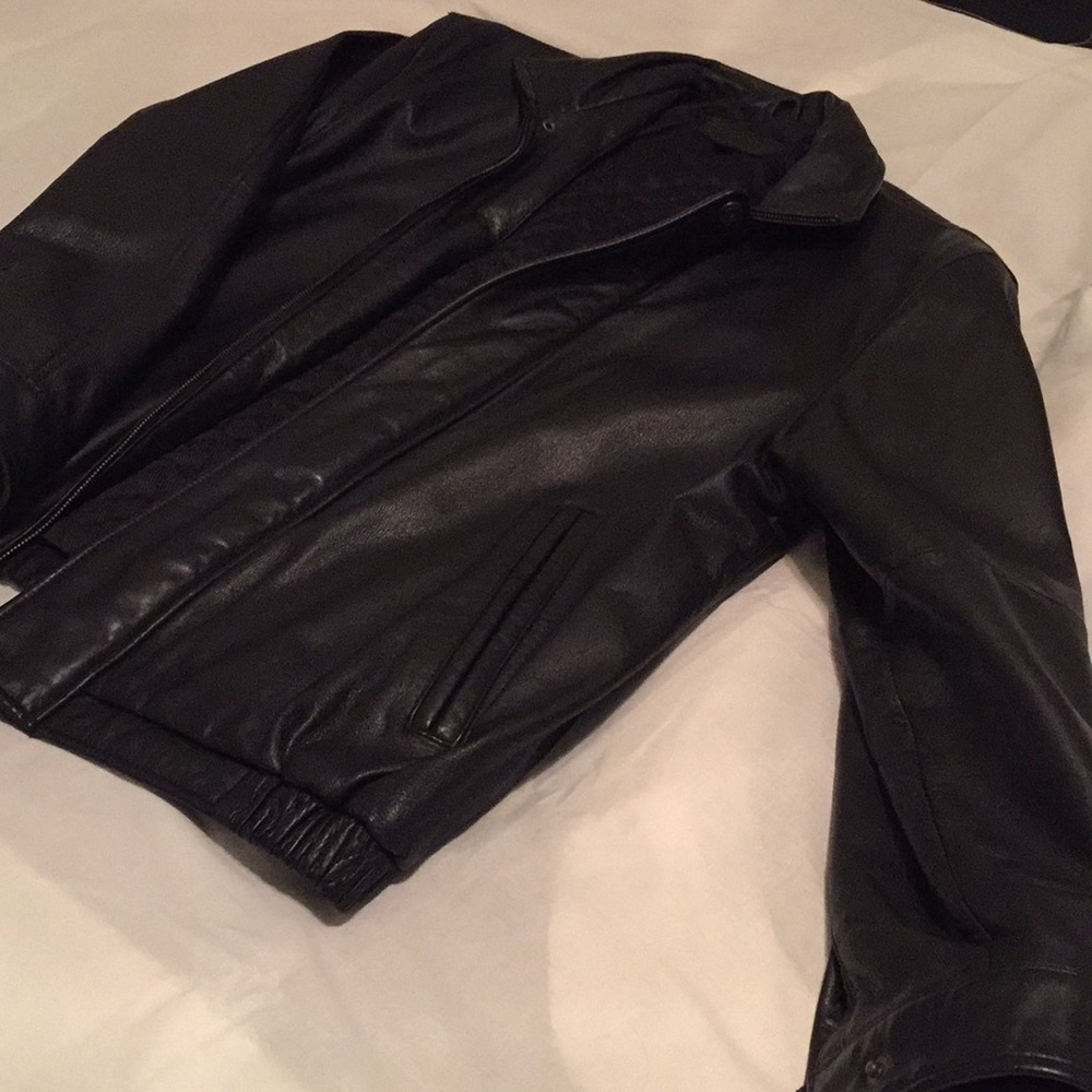 Men’s Large John Ashford leather jacket, black